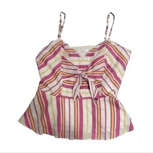 Parker Poolside Stripe Spaghetti Strap Peplum Top Size: Small
